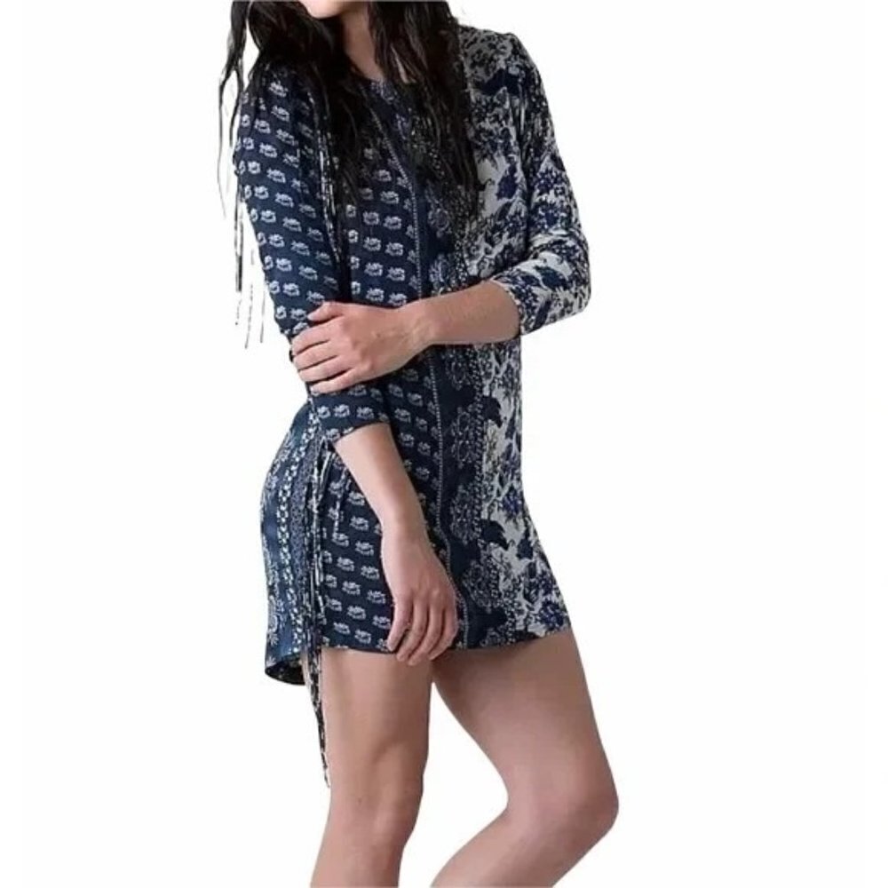 Sea Gypsies Peacock Print Fringed Roxana Dress Size M